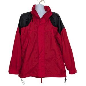 Bass Pro Shops Windbreaker Jacket Mens Size 2XL Red Packable Hood Nylon Outdoor